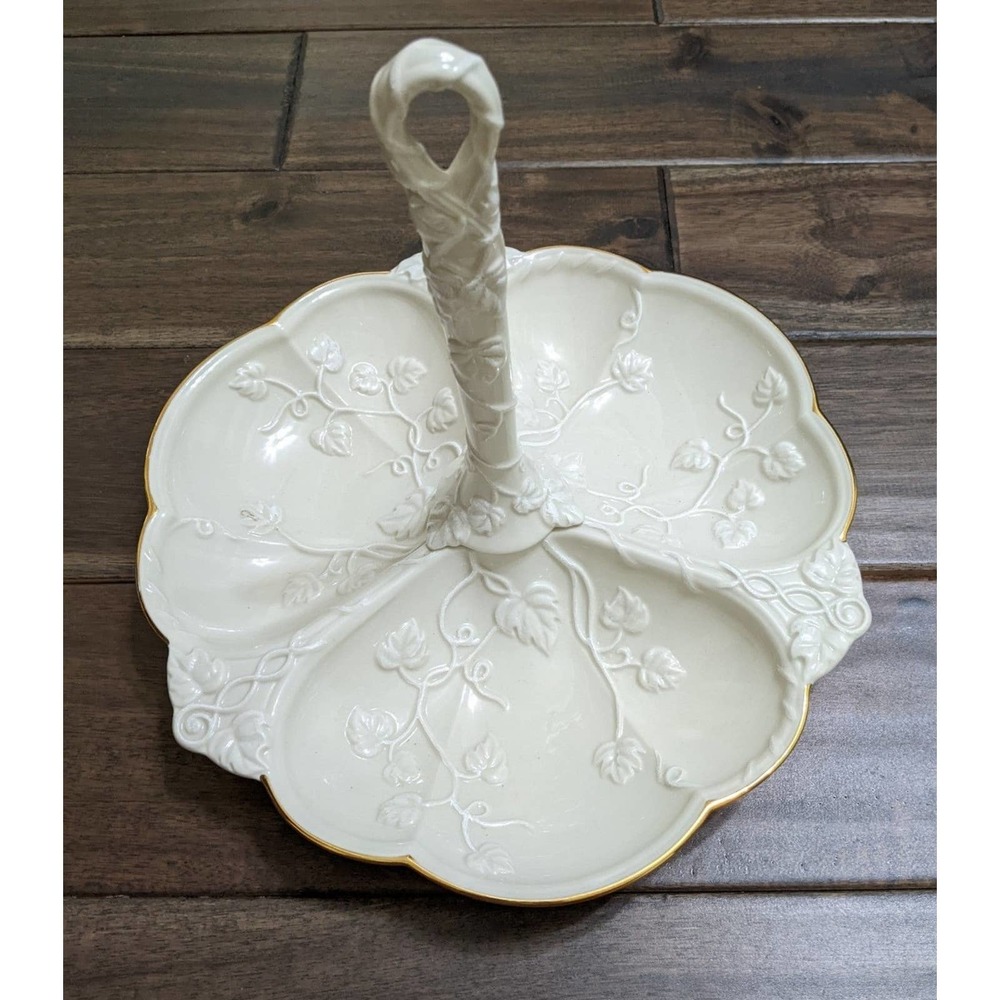 Lenox porcelain IVY COTTAGE handled divided server. Centerpiece